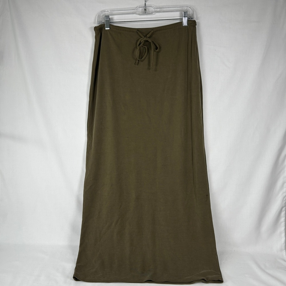 Vintage Y2K New York & Company Olive Green Maxi Skirt Drawstring Waist M